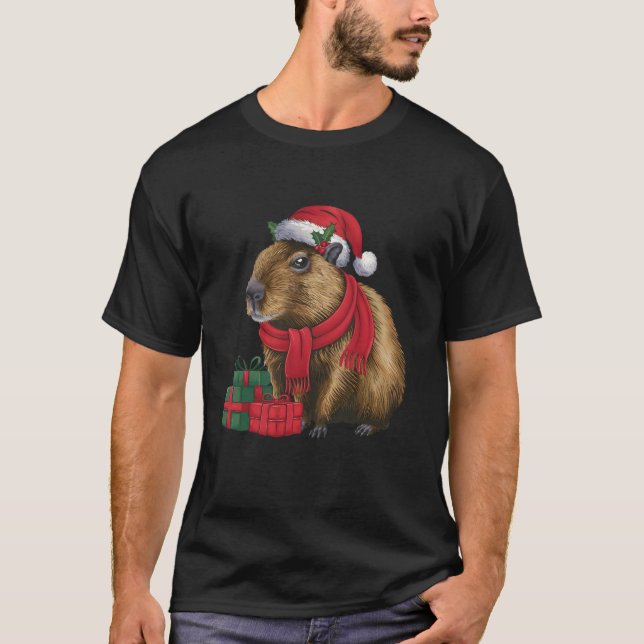 T-shirt Capybara Lover Noël Noël Père Noël Capybara Noël (Devant)