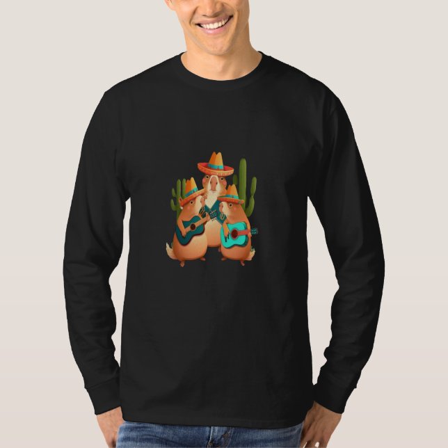 T-shirt Capybara Playing Musical Instruments Cute Capybara (Devant)