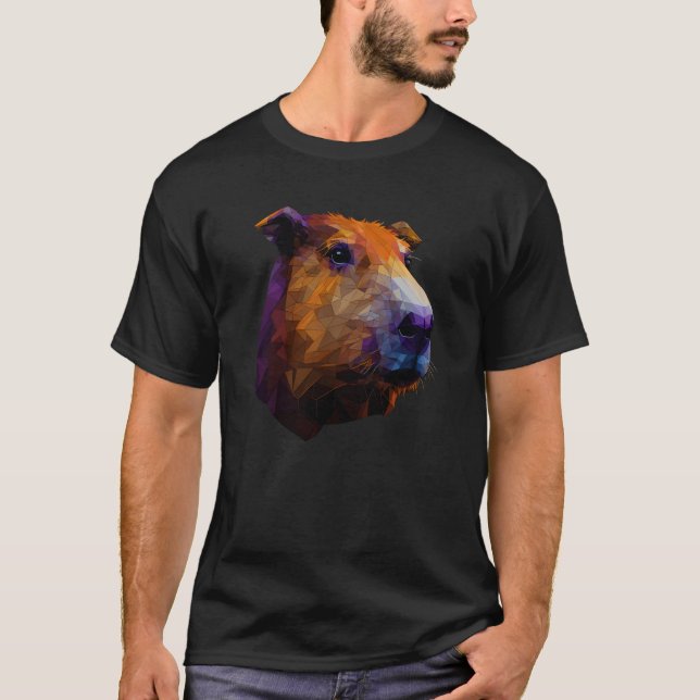 T-shirt Capybara Polygon Animal Rodent Capibara Wildlife L (Devant)