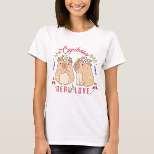 T-shirt Capybara Real Love Kawaii mignon couple animal