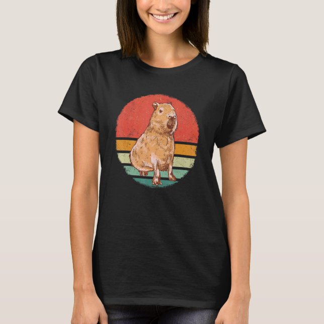 T-shirt Capybara Rodent Animal Retro Sunset (Devant)