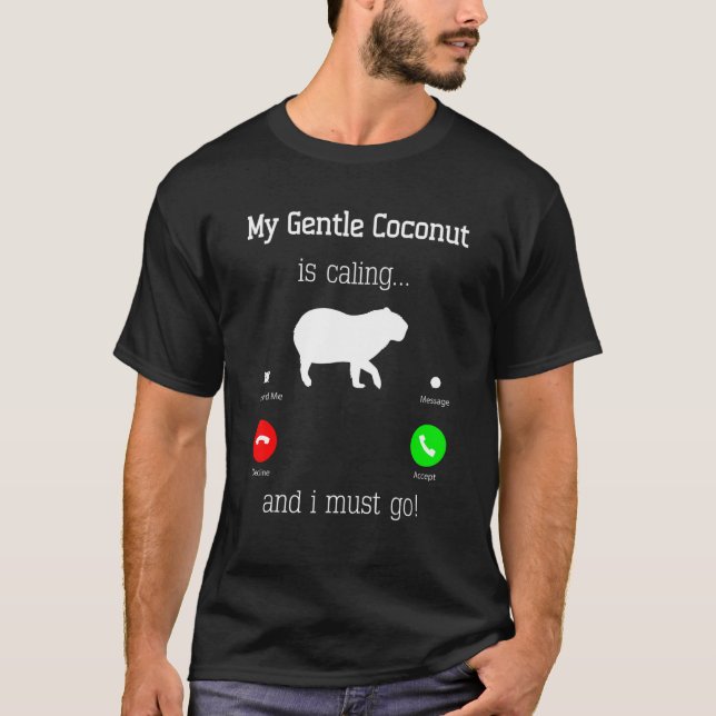 T-shirt Capybara Rodent Géant Pour noix de coco douce (Devant)