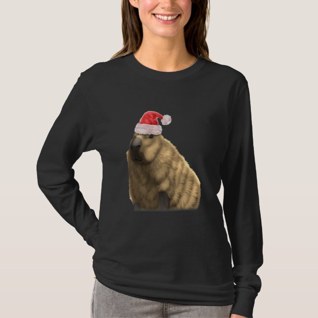 T-shirt Capybara Santa Claus Noël Portrait de Noël X (Devant)