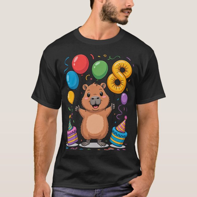 T-shirt Capybara Shirt for Girls 8 Birthday Celebration (Devant)