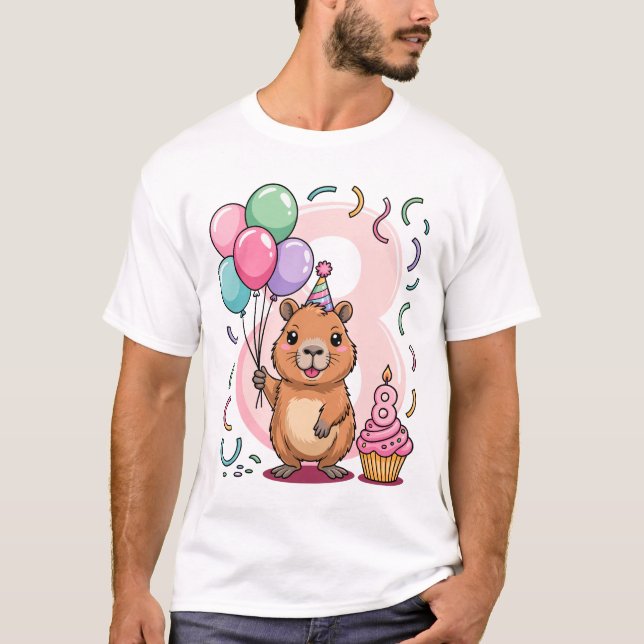 T-shirt Capybara Shirt for Girls 8 Birthday Party Fun (Devant)