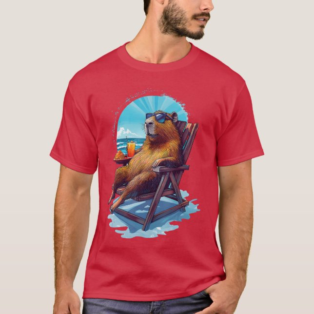 T-shirt Capybara Summer Vacances Plage Océan Mer Capybara (Devant)