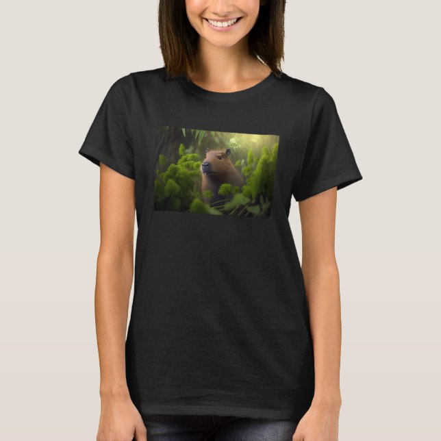 T-shirt Capybara surrounded by plants (Devant)