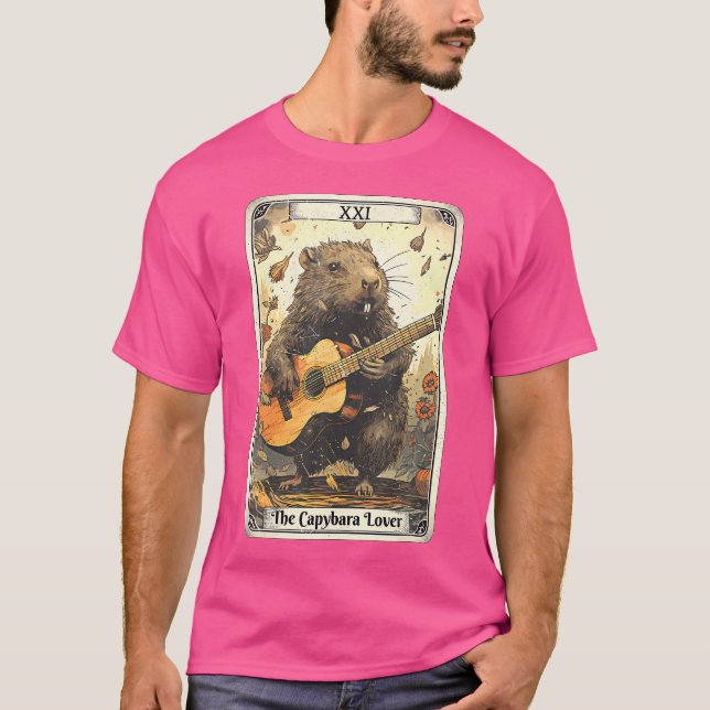 T-shirt Capybara Tarot Card Capybara Jouer à la guitare Re (Devant)