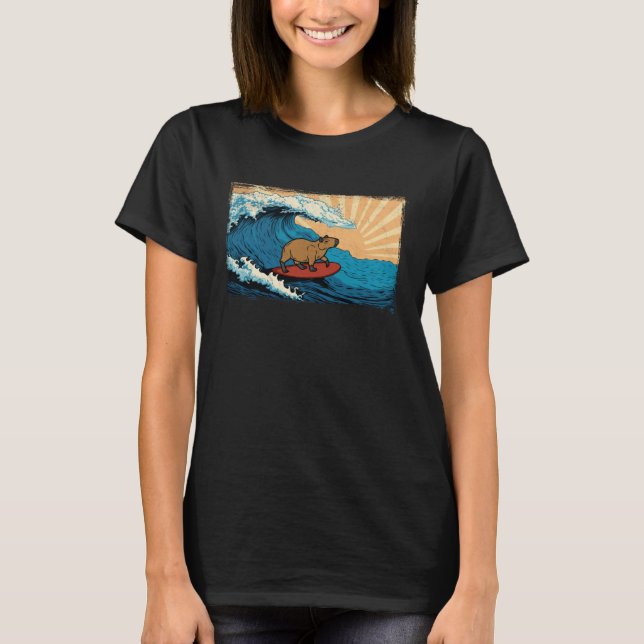 T-shirt Capybara Wave  Animal  Capibara Surfing (Devant)