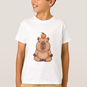 T-shirt Capybara Zen Méditant Orange Enfants