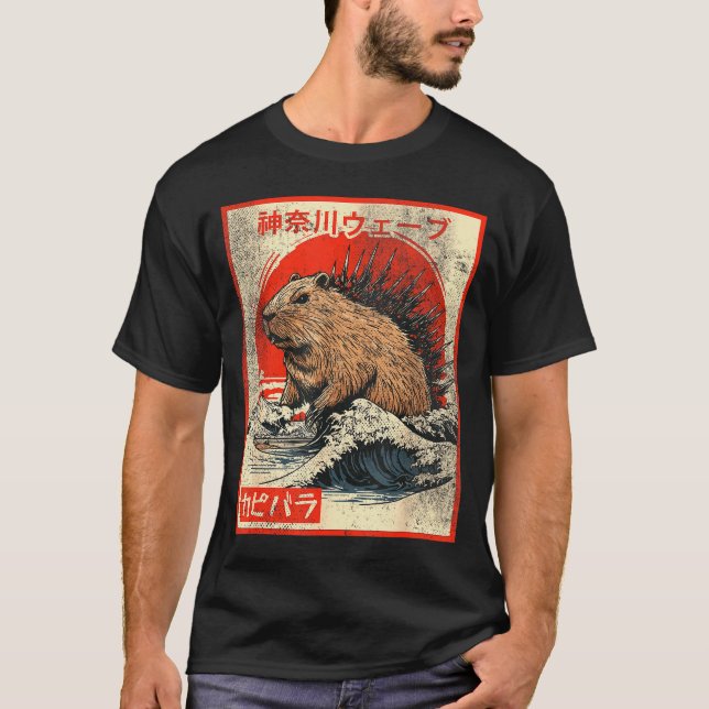 T-shirt Capyzilla _ Kanagwa Wave Japan _ Cool Rodent Capyb (Devant)