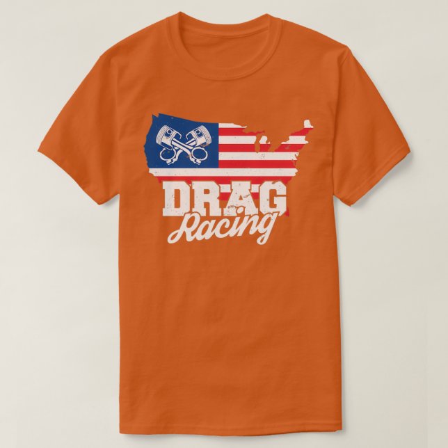 T-shirt Car Lover I Voiture Racing I American Flag I Drag  (Design devant)