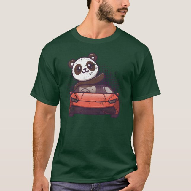 T-shirt Car Racing Cute Kawaii Racecar Funny Panda Lover g (Devant)