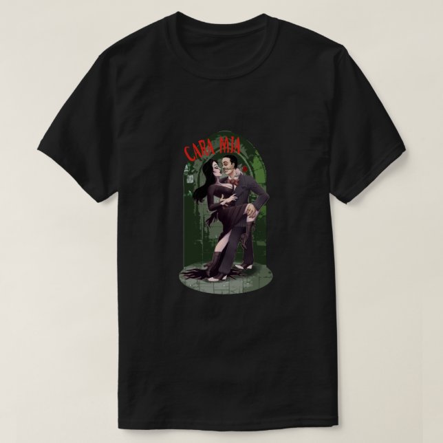 T-shirt CARA MIA ! Morticia &lt ; 3 Gomez Classic (Design devant)