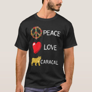 T-shirt Caracal Amour Paix Pelage Brun Tacheté Fleurs Orei