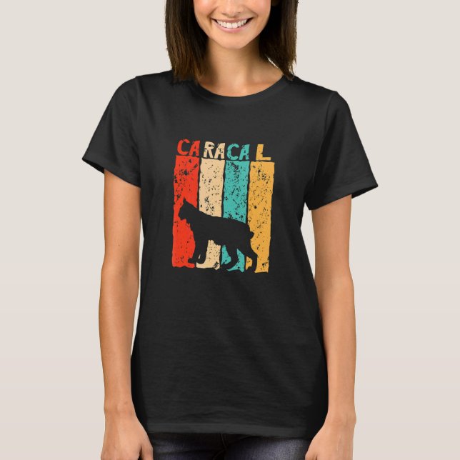 T-shirt Caracal coucher de soleil Lynx Wild Retro Chat Vin (Devant)