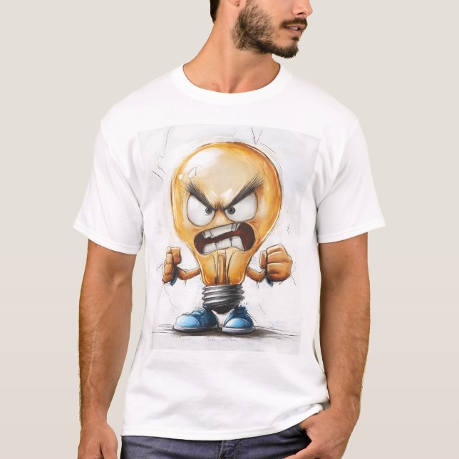 T-shirt Caractère 3D d'ampoule en colère (Devant)
