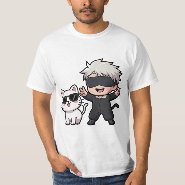 T-shirt Caractère Anime & Chat Blushing (Devant)