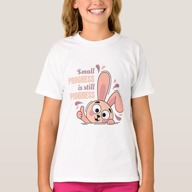 T-shirt Caractère Bunny Cute Motivation Progrès (Devant)