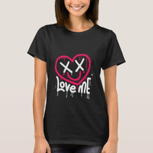 T-shirt caractère de coeur avec yeux morts et sourire pulv