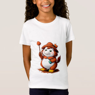 T-Shirt Caractère de dessin avec Casquette et fleur Art