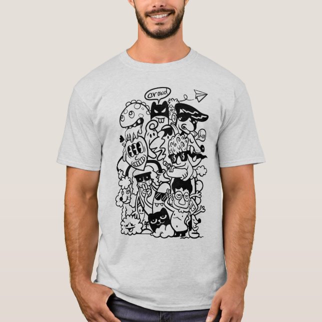T-shirt Caractère de dessin bizarre foule (Devant)