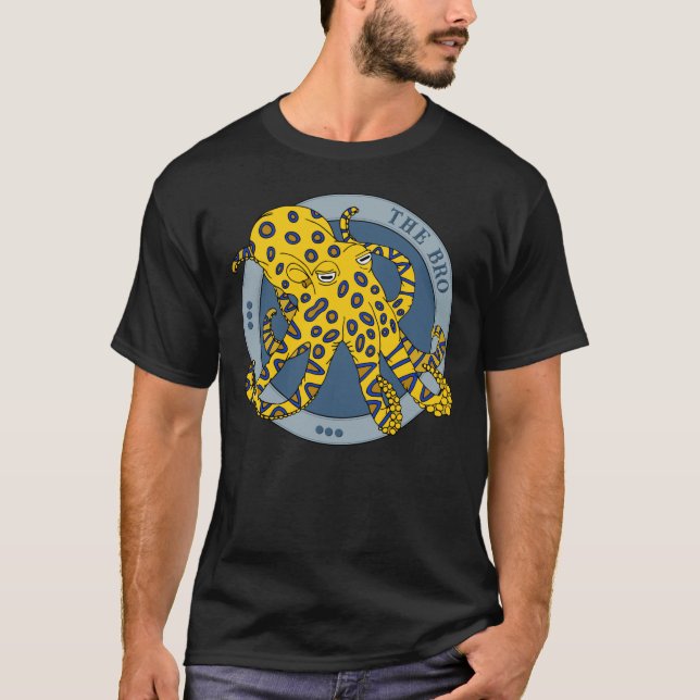 T-shirt Caractère de poulpe à anneau bleu australien (Devant)