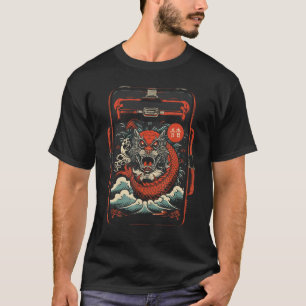 T-shirt Caractère de tigre d'art japonais Poisson Koi Vagu