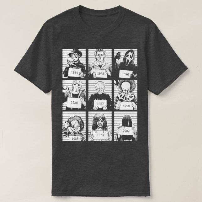 T-shirt Caractère d'horreur d'Halloween Mug Shot (Design devant)