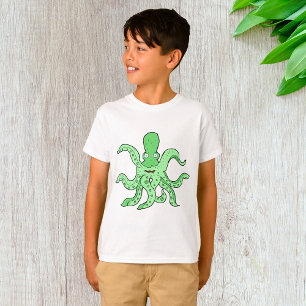 T-shirt Caractère pieuvre verte Quirky Sea Monster