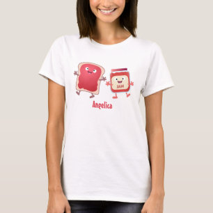 T-shirt Caractères de dessins animés sur le pain et la con