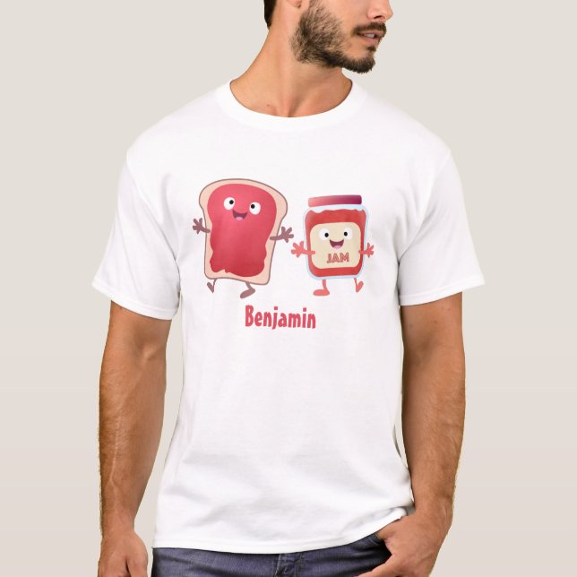 T-shirt Caractères de dessins animés sur le pain et la con (Devant)