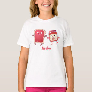T-shirt Caractères de dessins animés sur le pain et la con