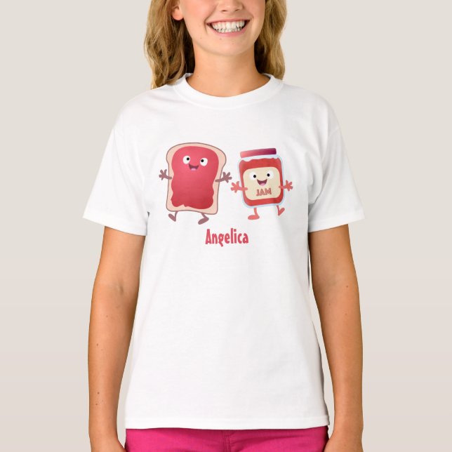 T-shirt Caractères de dessins animés sur le pain et la con (Devant)