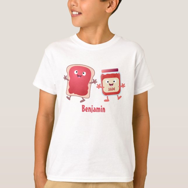 T-shirt Caractères de dessins animés sur le pain et la con (Devant)
