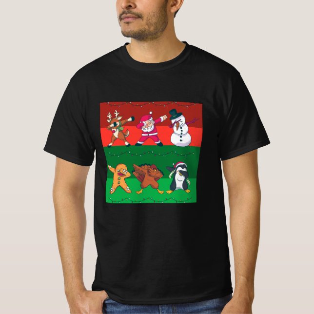 T-shirt Caractères de Noël Dabbing (Devant)
