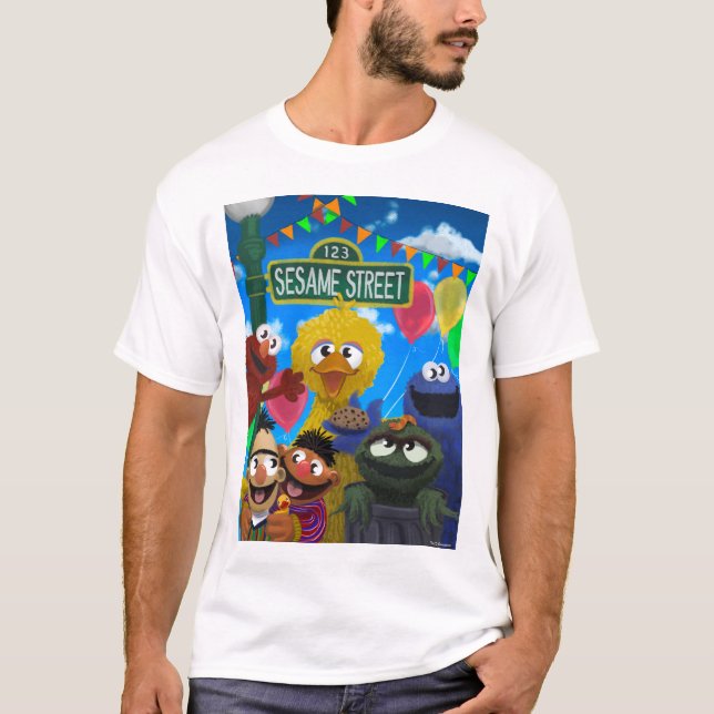 T-shirt Caractères de rue Sésame | Scène de parti (Devant)