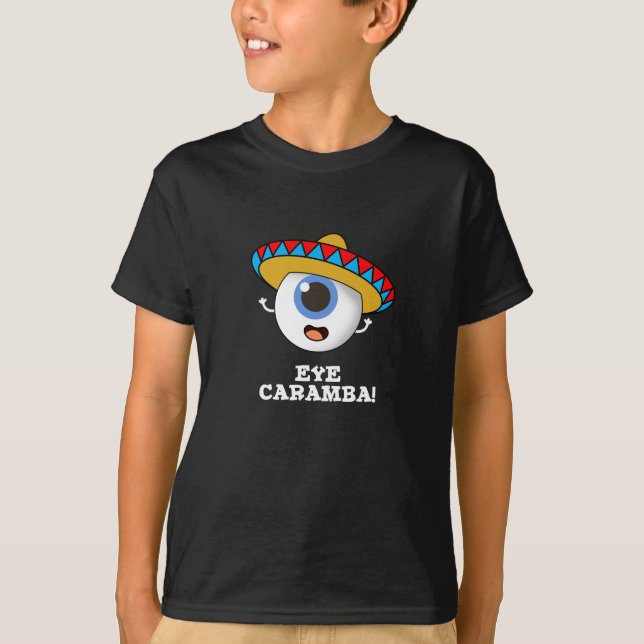 T-shirt Caramba de l'oeil amusant pistolet mexicain foncé  (Devant)