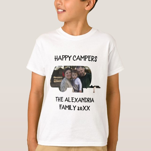 T-shirt Caravane personnalisées caravane famille photo heu (Devant)