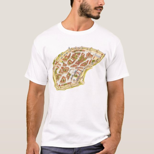 T-shirt Carcassonne France. Vue aérienne (Devant)