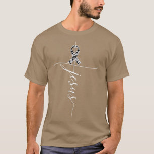 T-shirt Carcinoid Cancer Awareness Jesus Zebra Ribbon Gift