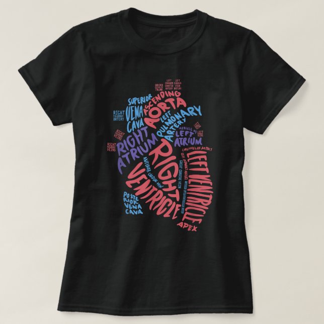 T-shirt Cardiac Infirmière Cardiologie cardiaque Anatomiqu (Design devant)