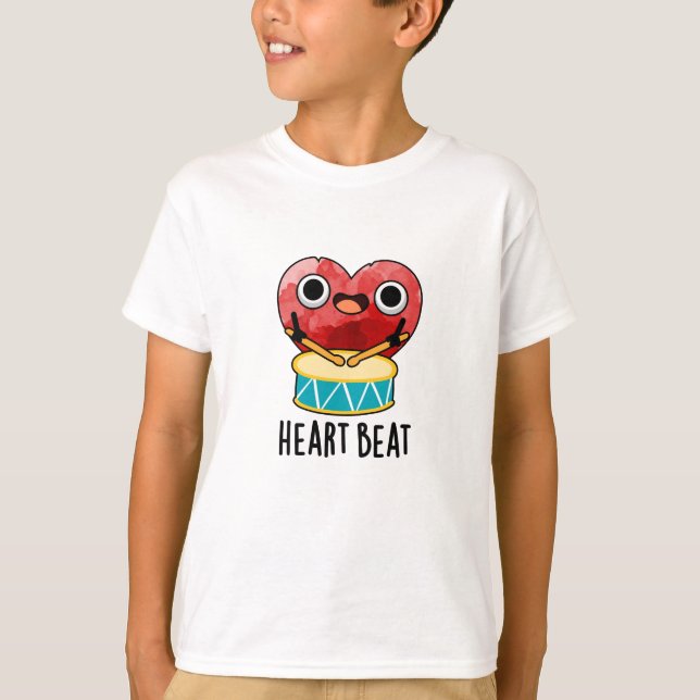 T-shirt Cardiaque Beat Funny Heart Drummer Pun (Devant)