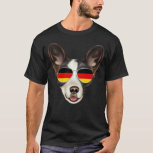 T-shirt Cardigan corgi drapeau allemand Allemagne Pocke