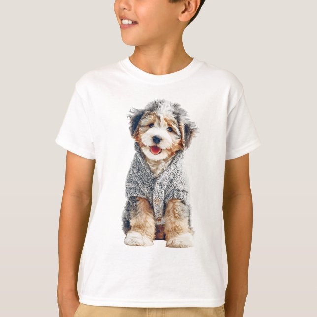 T-shirt Cardigan Puppy Sourire Enfants (Devant)