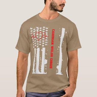 T-shirt Cardigan Welsh Corgi graphique avec drapeau améric