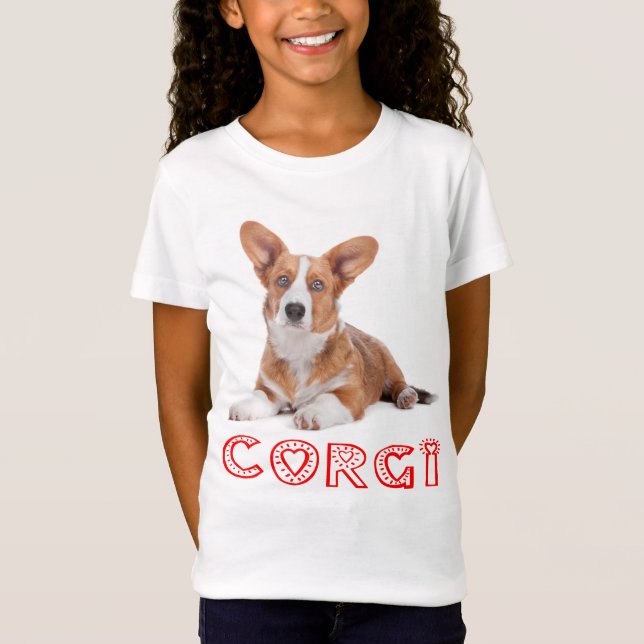 T-Shirt Cardigan Welsh Corgi Puppy Dog Red Love (Devant)
