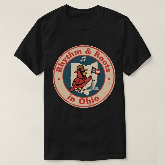T-shirt Cardinal de la Fierté du Midwest avec drapeau de l (Design devant)