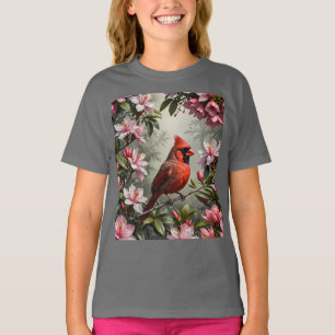 T-shirt Cardinal du Nord Entouré de Rhododendrons