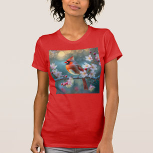 T-shirt Cardinal masculin en fleurs de cerisiers au clair 